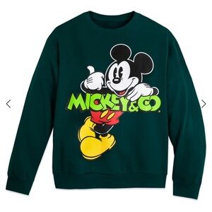 Disney Green Crewneck Pullover Sweater with Mickey Mouse Size Medium Unisex